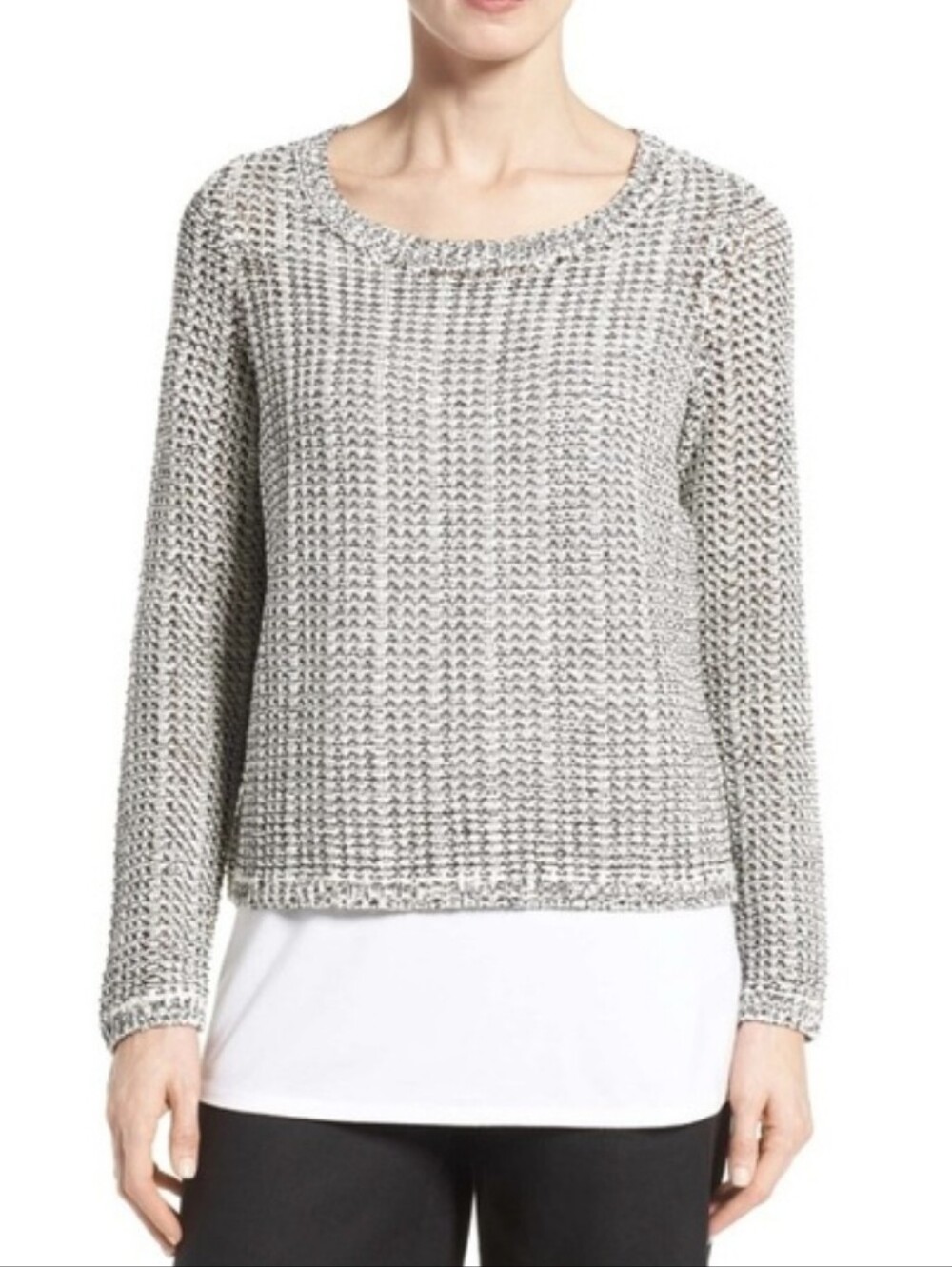 Eileen Fisher Organic Cotton Linen Open Weave Pullover Sweater Small - Picture 9 of 9